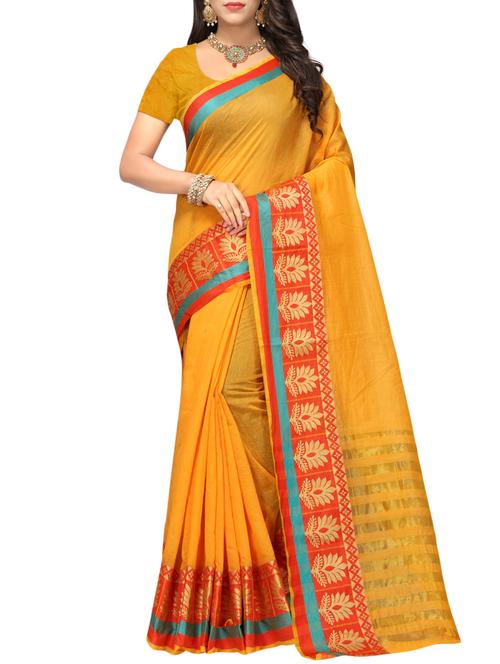 Contrast bordered kanjivaram saree with blouse - 15496467 - Standard Image - 1