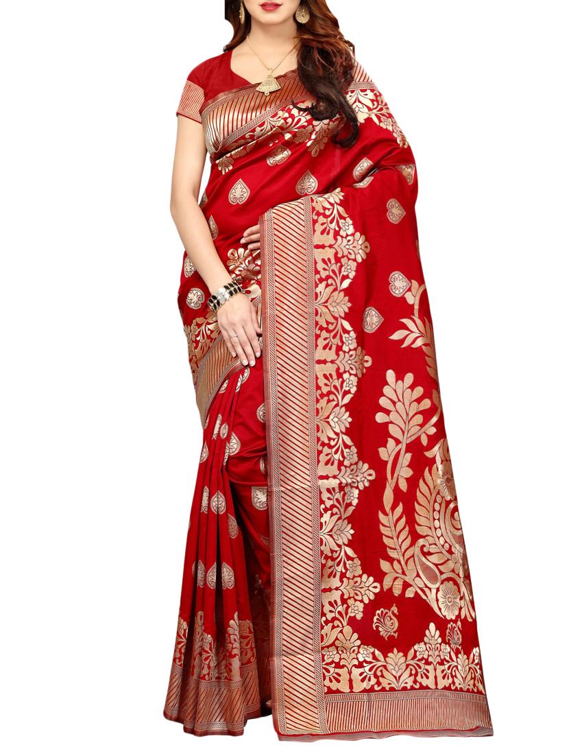 printed kanjivaram saree with blouse - 15496477 - Zoom Image - 1