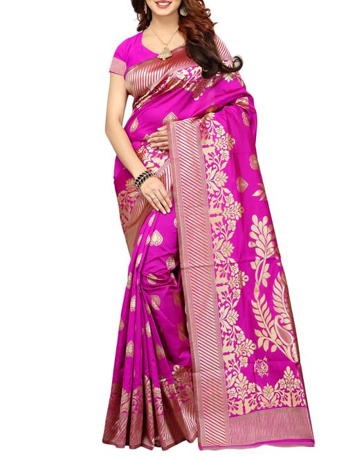 printed kanjivaram saree with blouse - 15496479 - Standard Image - 1