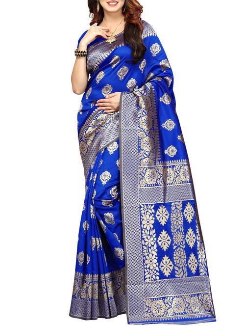 printed kanjivaram saree with blouse - 15496486 - Standard Image - 1