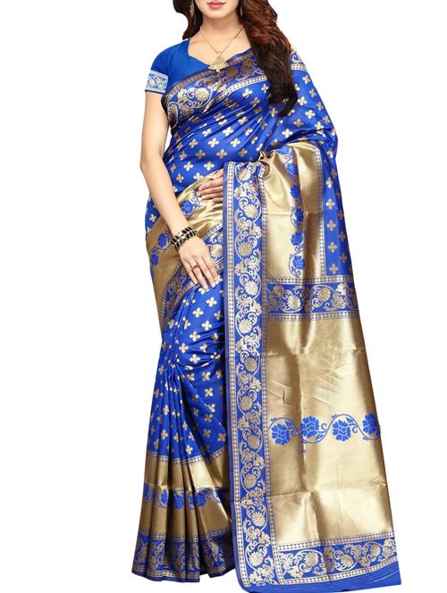 printed kanjivaram saree with blouse - 15496494 - Standard Image - 1