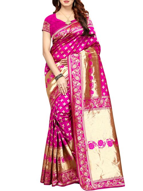 printed kanjivaram saree with blouse - 15496495 - Standard Image - 1