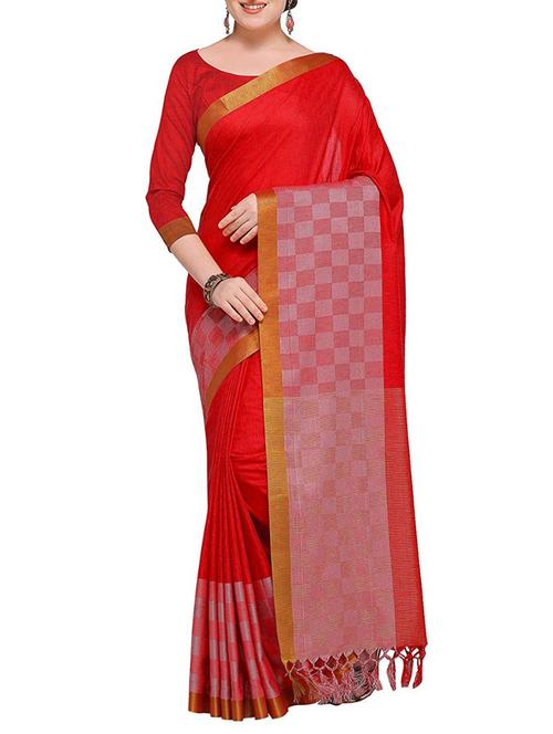 Contrast bordered kanjivaram saree with blouse - 15496499 - Very Small Image - 1