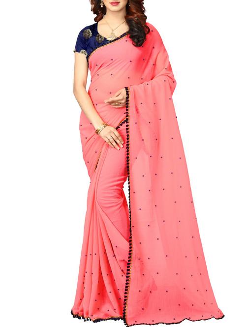 Border embroidered saree with blouse - 15496501 - Very Small Image - 1