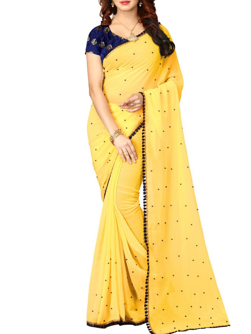 Border embroidered saree with blouse - 15496502 - Zoom Image - 1