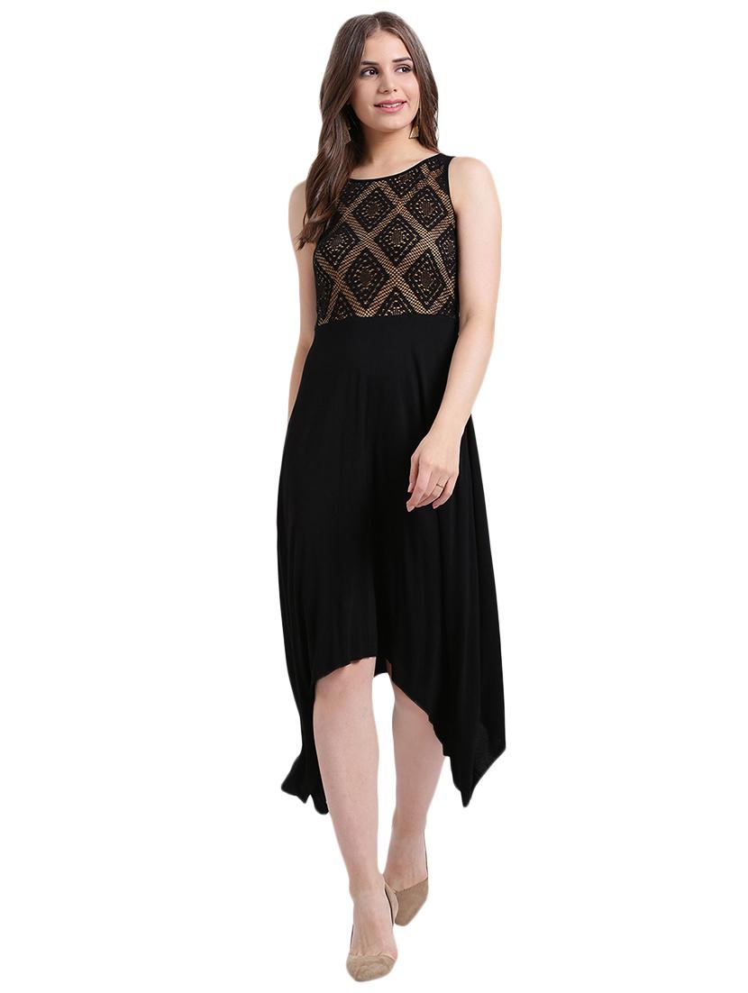 crochet detail asymmetric dress - 15496645 - Zoom Image - 1