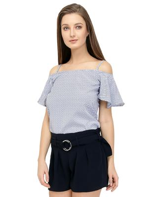cold shoulder striped top - 15496659 - Standard Image - 2
