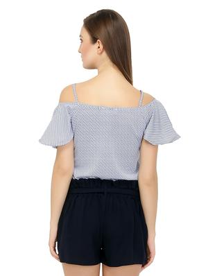 cold shoulder striped top - 15496659 - Standard Image - 3