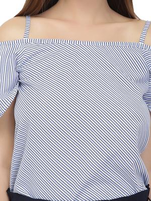 cold shoulder striped top - 15496659 - Standard Image - 4