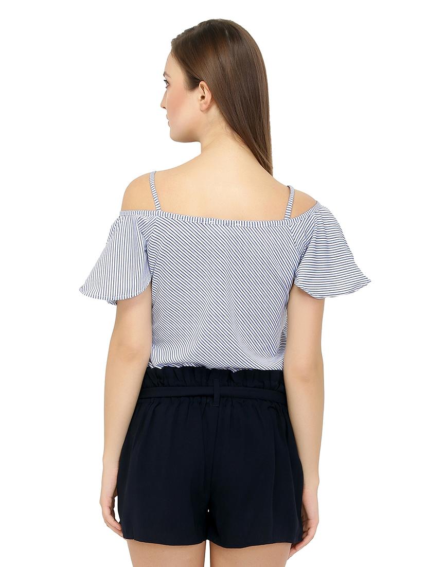 cold shoulder striped top - 15496659 - Zoom Image - 3