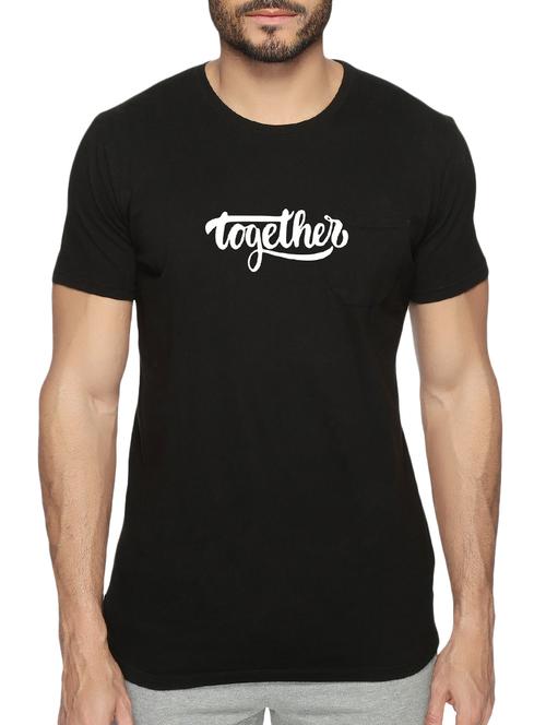 black cotton chest print tshirt - 15496668 - Standard Image - 1