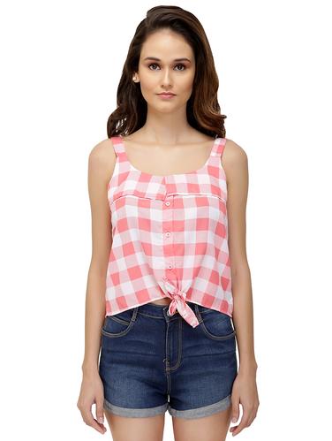 button-up checkered knotted top - 15496683 - Very Small Image - 1