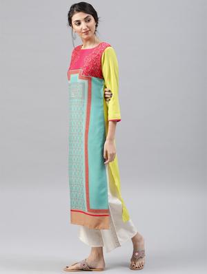 printed straight kurta - 15496802 - Standard Image - 2