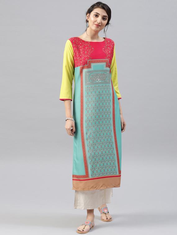 printed straight kurta - 15496802 - Zoom Image - 1