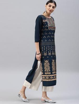 printed straight kurta - 15496803 - Standard Image - 2
