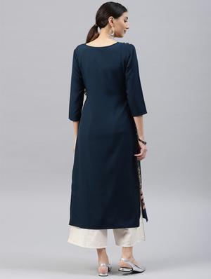printed straight kurta - 15496803 - Standard Image - 3