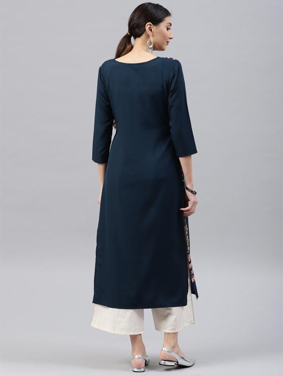 printed straight kurta - 15496803 - Zoom Image - 3