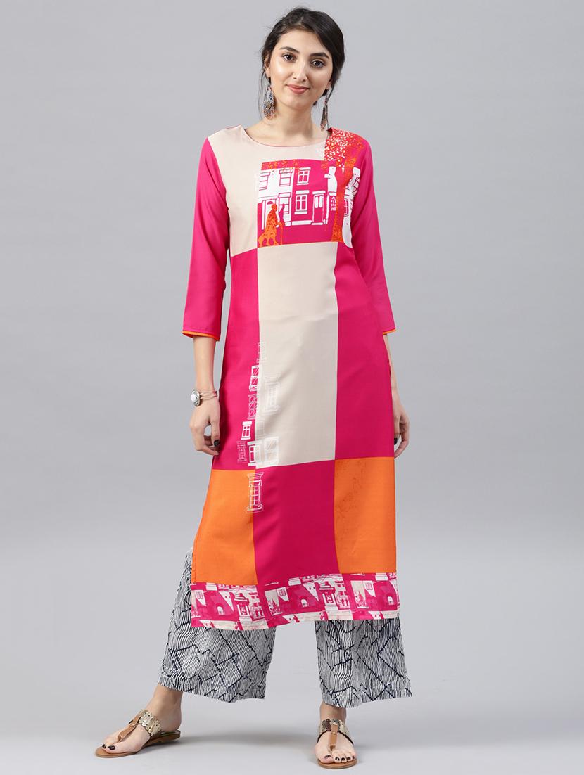 printed straight kurta - 15496806 - Zoom Image - 1
