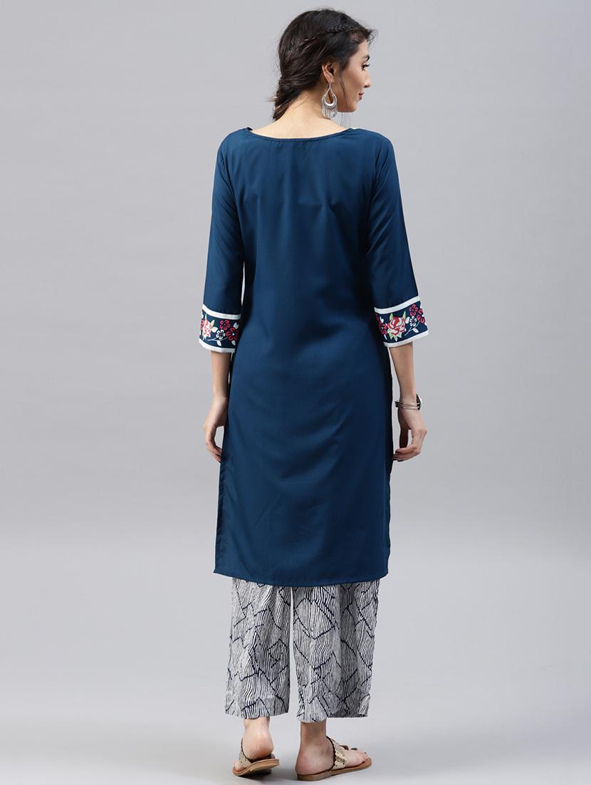 floral straight kurta - 15496811 - Zoom Image - 3