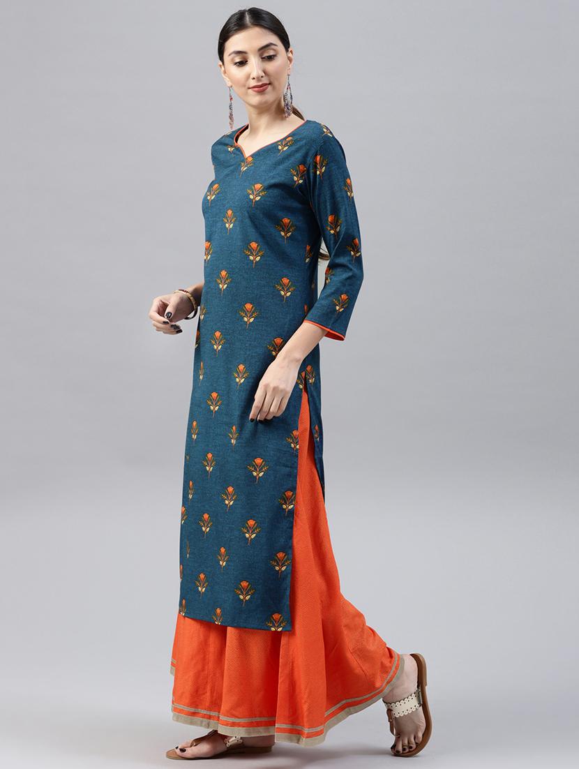 printed straight kurta - 15496828 - Zoom Image - 2
