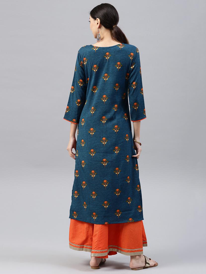 printed straight kurta - 15496828 - Zoom Image - 3