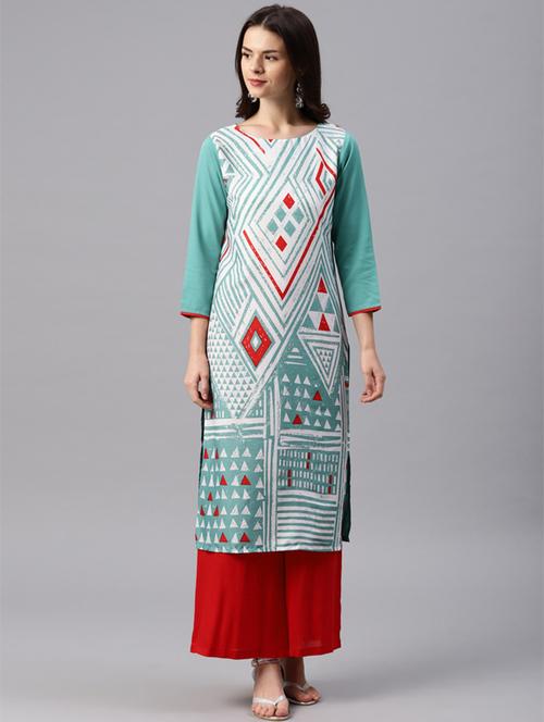 Printed straight kurta - 15496839 - Standard Image - 1