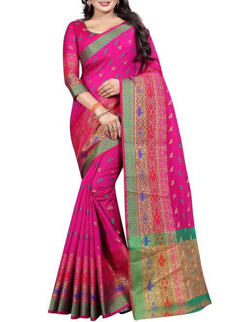 geometrical zari motif banarasi saree with blouse - 15496858 - Standard Image - 1