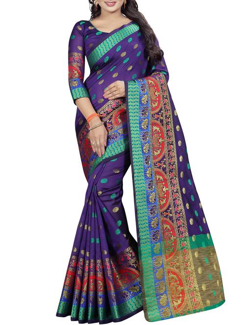 conversational zari motif banarasi saree with blouse - 15496869 - Standard Image - 1