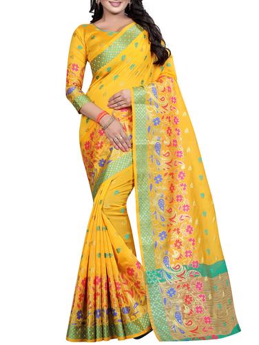floral zari motif banarasi saree with blouse - 15496885 - Very Small Image - 1