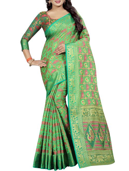 conversational zari motif kanjivaram saree with blouse - 15496894 - Standard Image - 1