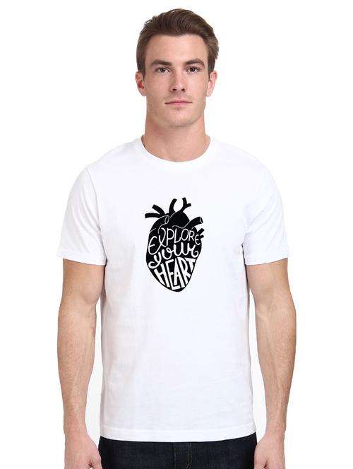 white cotton chest print tshirt - 15496986 - Standard Image - 1