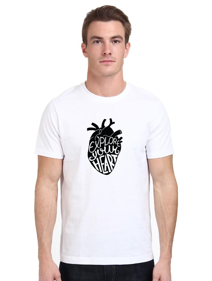white cotton chest print tshirt - 15496986 - Zoom Image - 1
