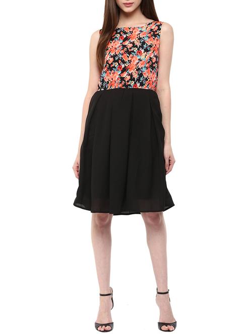 sleeveless printed a-line dress - 15497082 - Standard Image - 1