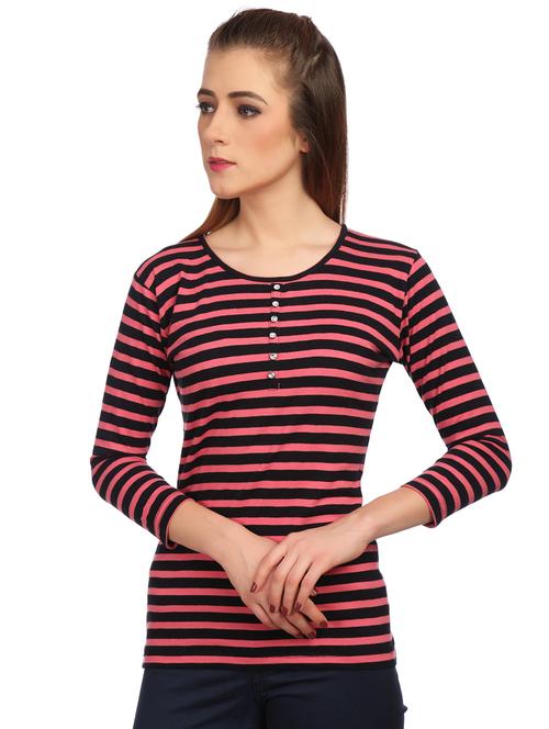 button detail striped top - 15497097 - Standard Image - 1