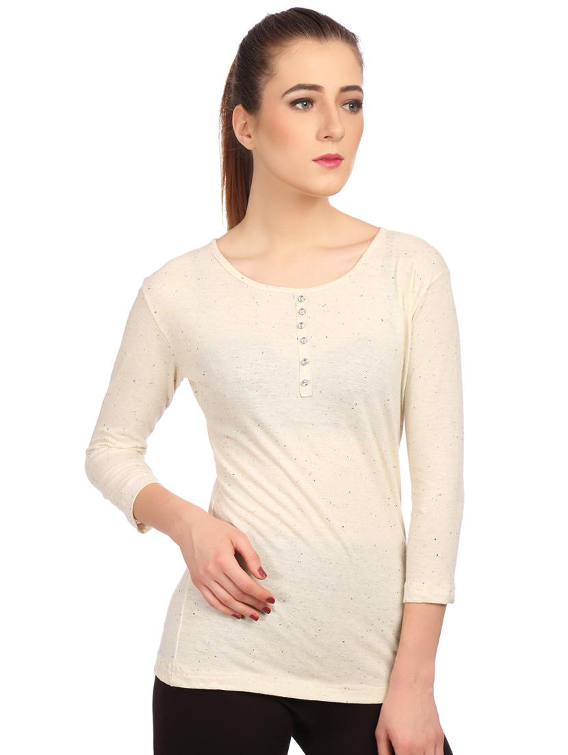 round neck button detail tee - 15497106 - Zoom Image - 1