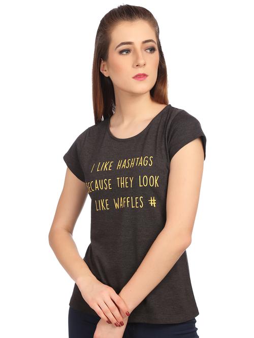 round neck slogan printed tee - 15497108 - Standard Image - 1
