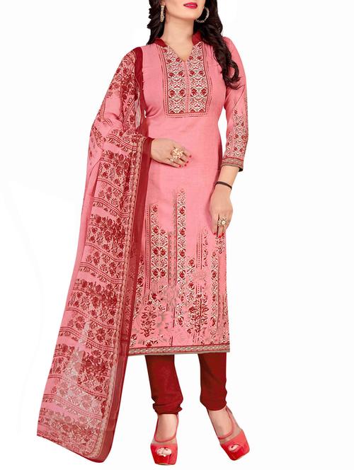 Printed unstitched churidaar suit - 15497120 - Standard Image - 1