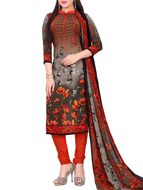 Printed unstitched churidaar suit - 15497125 - Standard Image - 1