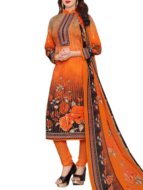 Printed unstitched churidaar suit - 15497138 - Very Small Image - 1