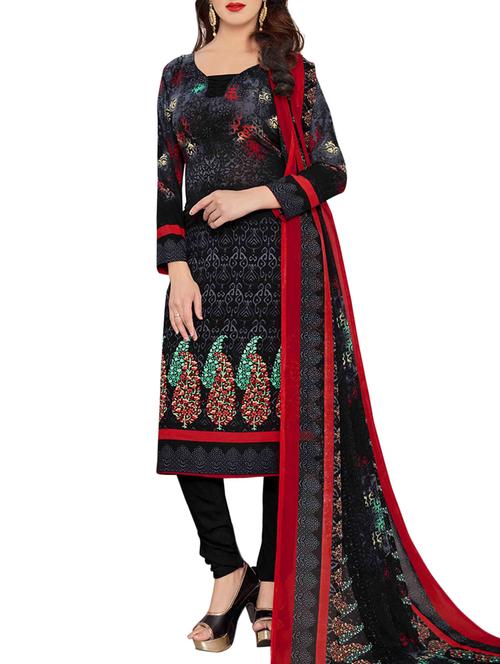 Printed unstitched churidaar suit - 15497140 - Very Small Image - 1