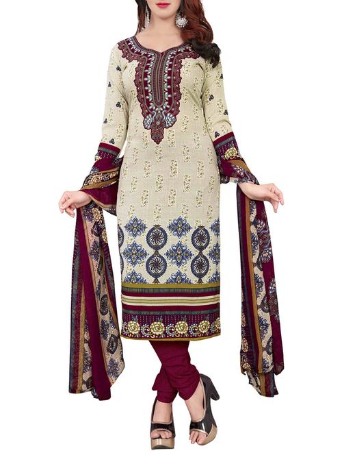 Printed unstitched churidaar suit - 15497143 - Standard Image - 1