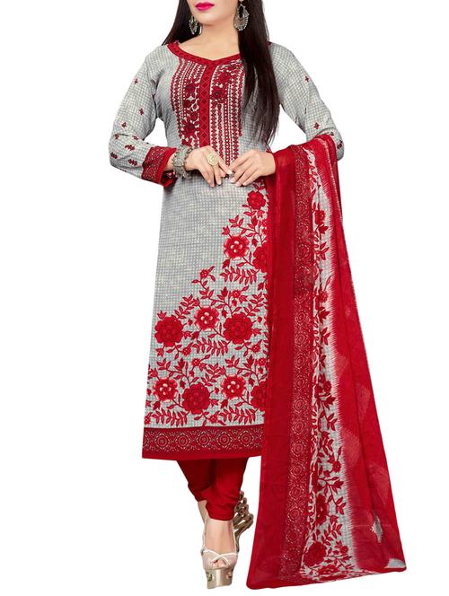 Printed unstitched churidaar suit - 15497144 - Very Small Image - 1