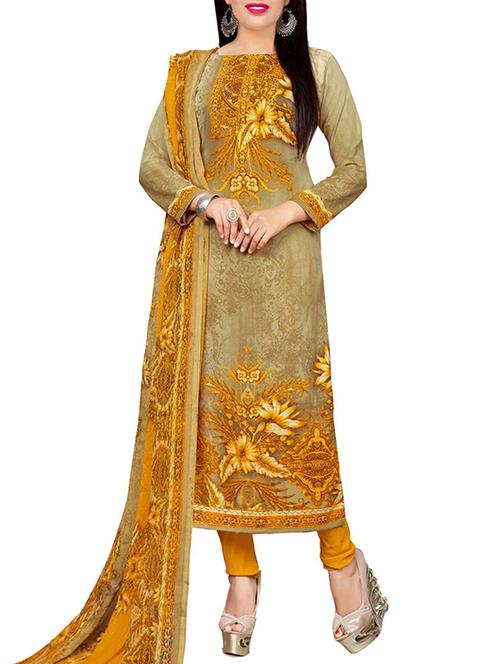 Printed unstitched churidaar suit - 15497149 - Standard Image - 1