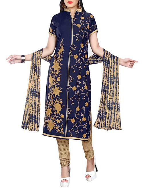 Printed unstitched churidaar suit - 15497156 - Very Small Image - 1