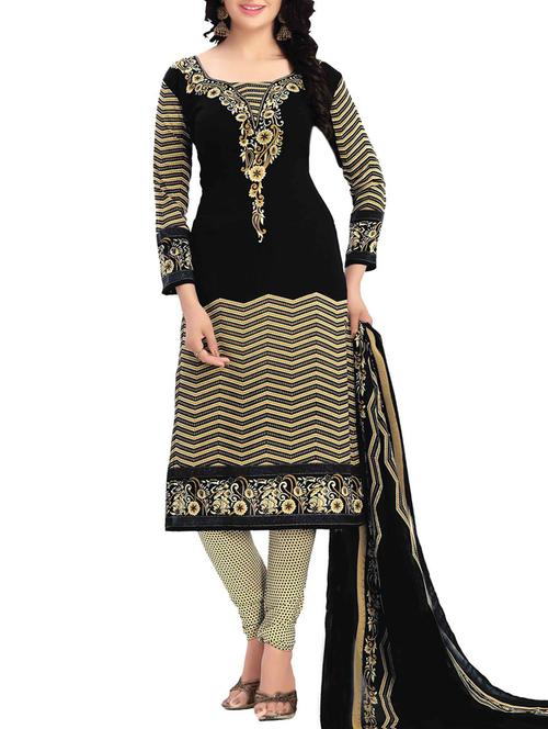 Printed unstitched churidaar suit - 15497159 - Very Small Image - 1