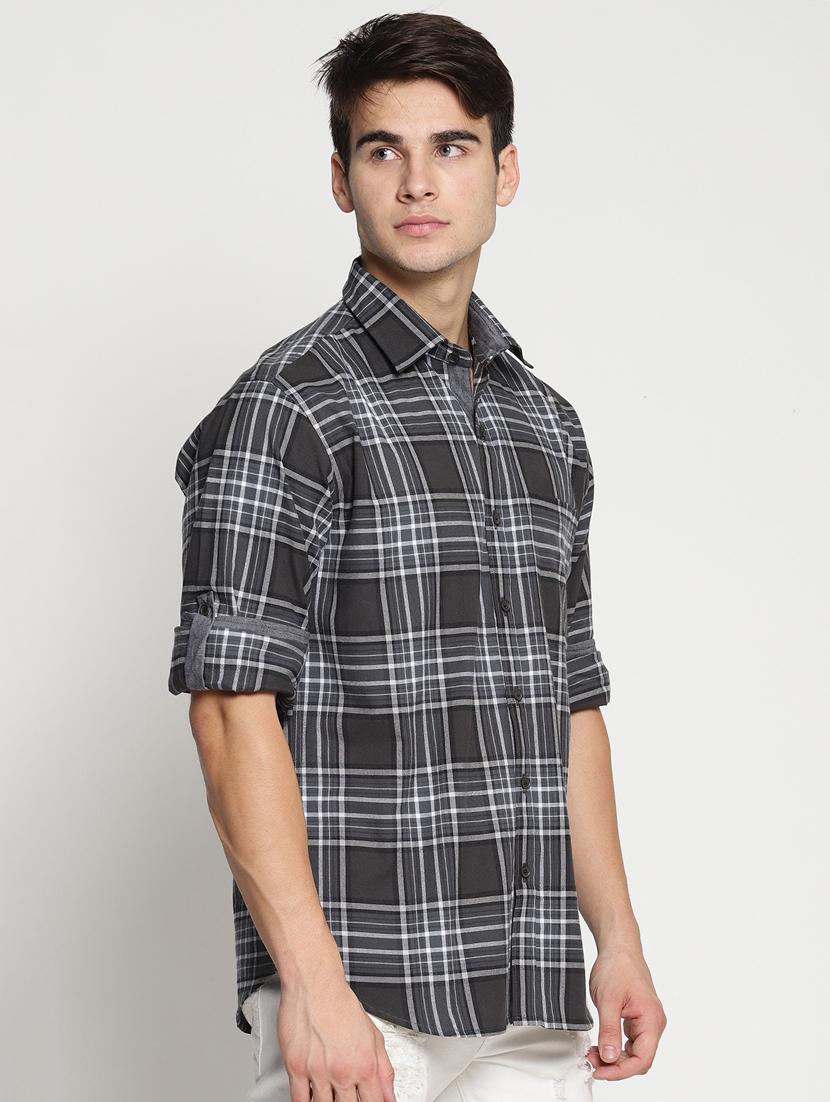 grey cotton casual shirt - 15497338 - Zoom Image - 2