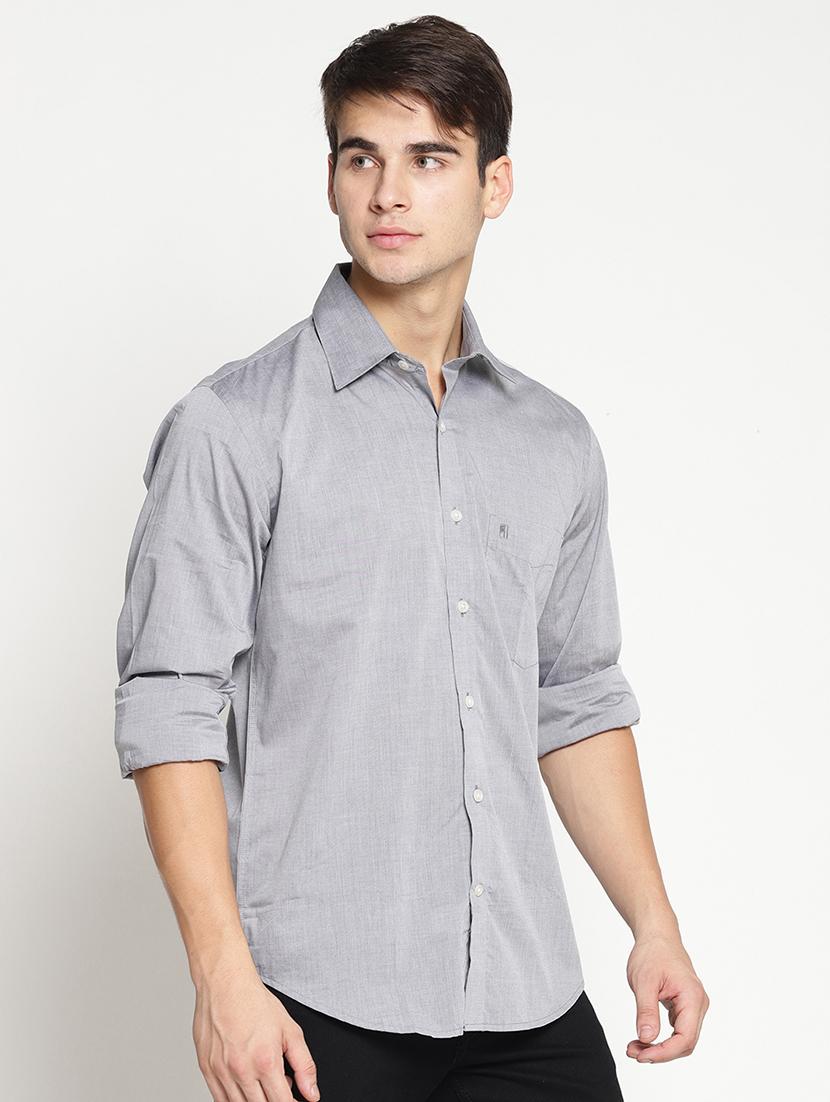 grey cotton casual shirt - 15497353 - Zoom Image - 2