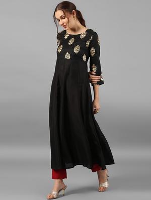 block print anarkali kurta - 15497416 - Standard Image - 2