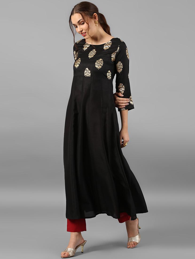 block print anarkali kurta - 15497416 - Zoom Image - 2