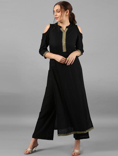 Embroidered straight kurta - 15497446 - Very Small Image - 1